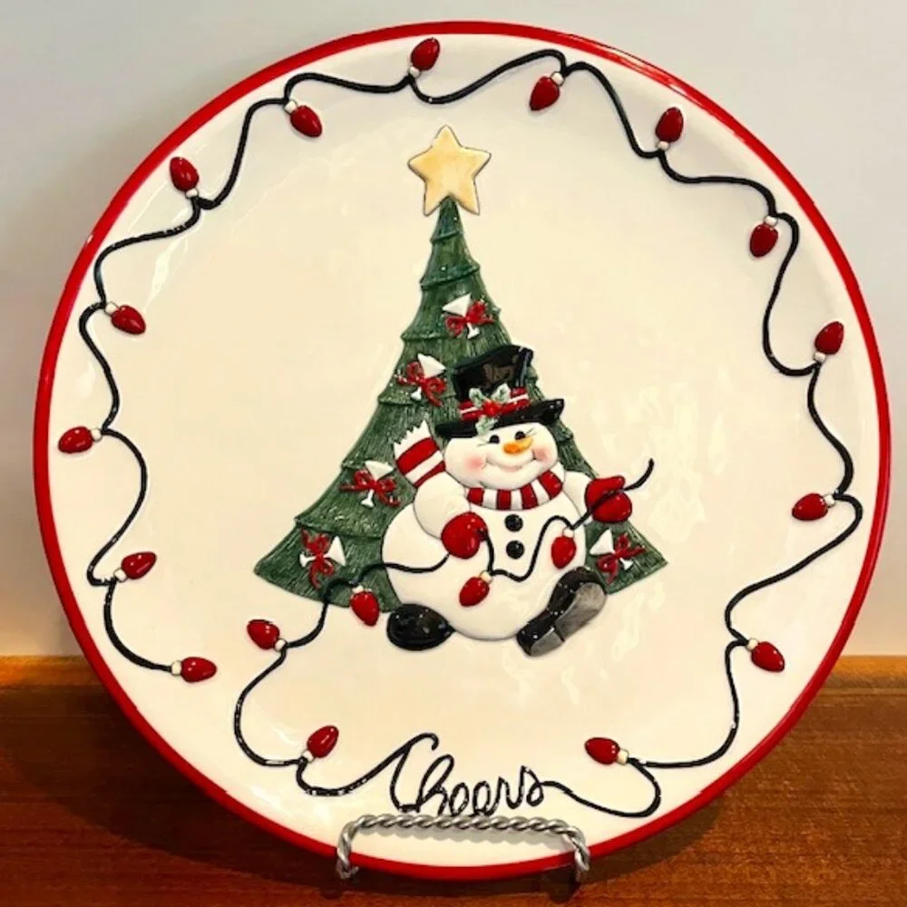 Fitz and Floyd Cheers Snowman Platter Wall Hanging